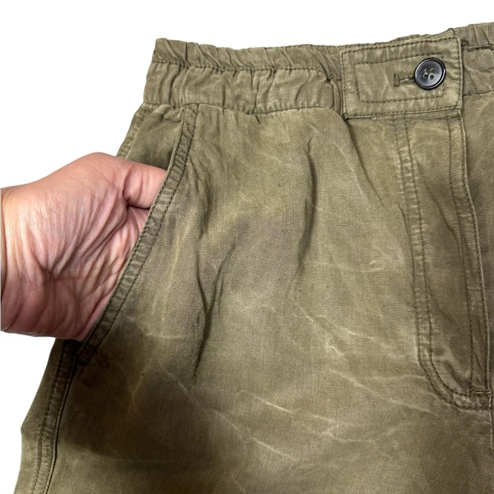 NWT New Zara Olive Marble Linen Blend Chino Pants Size M